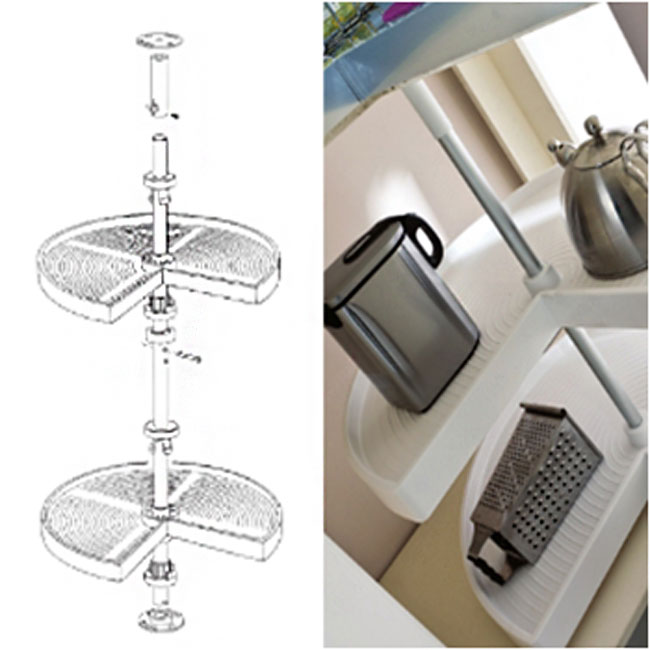 "Карусель" 3/4 для кухонного шкафа, на оси, с полками из пластика
