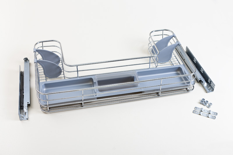 Корзина выдвижная под мойку, с шариковыми направляющими, с доводчиком плавного закрывания